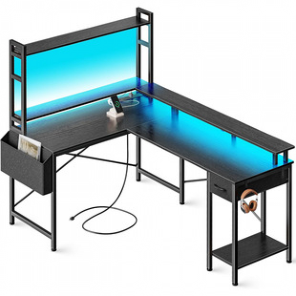 Corner computer desk, desktop home desk, double bookshelf integrated combination office desk, L-shaped gaming desk corner