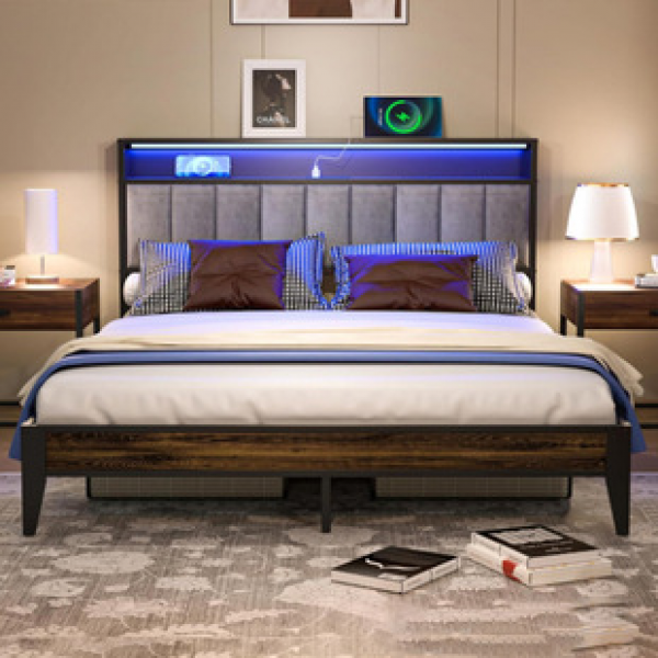 Iron bed apartment, homestay, industrial style, single and double person, iron frame bed manufacturer, steel wood and thick, rental room, internet celebrity, bed trend