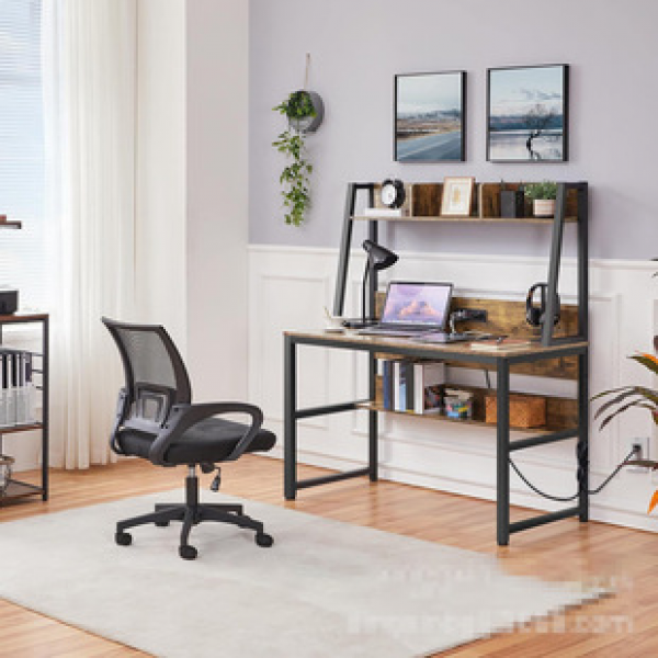 Cross border modern computer desk power socket 2 USB ports Home office Study desk Bookshelf Game desk