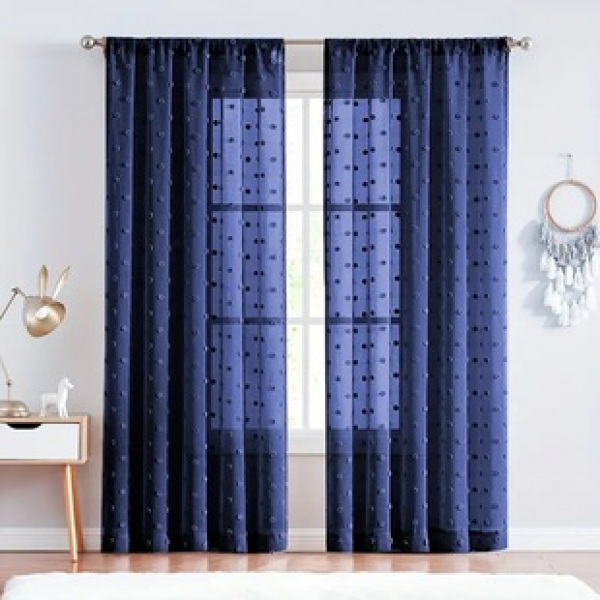 2PC new solid color small wool ball curtains, living room bedroom decoration curtains, personalized decoration pole curtains
