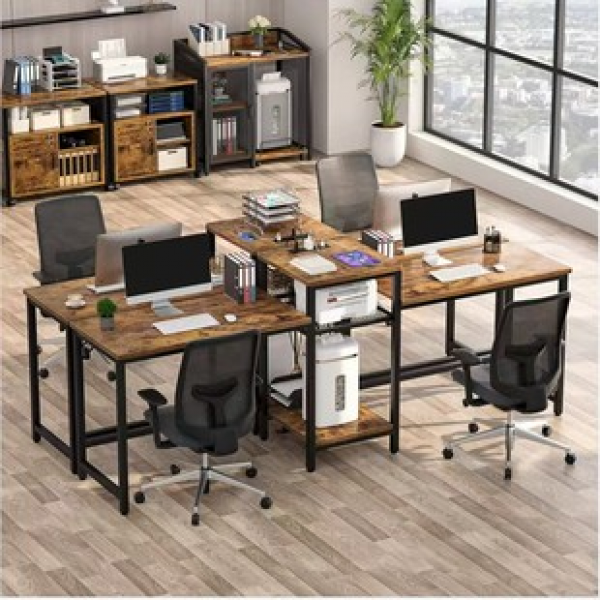 Cross border Amazon new model with power supply, double computer desk, study room, office, double desk, home desk