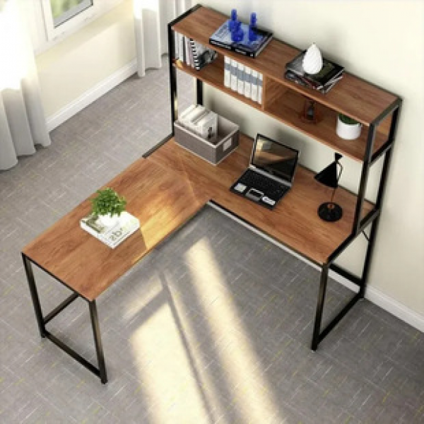 Cross border corner design desktop computer desk, home office desk, double-layer computer desk, modern and fashionable writing desk