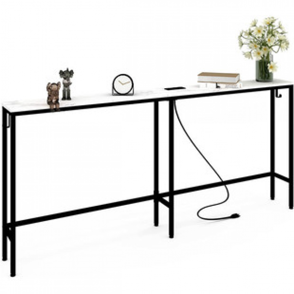 Factory direct sales living room sofa, narrow long table with socket, rechargeable entrance table, iron wood furniture, disassembly and assembly panel, trendy