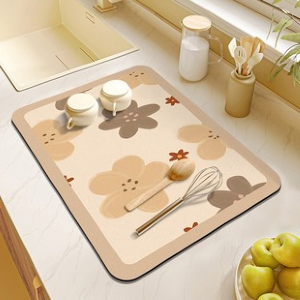 Kitchen and rural countertop drain mat, anti slip and absorbent bowl and plate anti dirt mat, no wash insulation mat, splash proof table mat