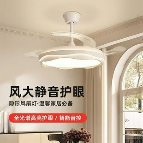 Cross border invisible fan light 2025 new ceiling fan light suction for living room, dining room, bedroom, electric fan light pendant light integrated
