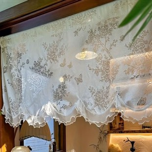 Cross border woven butterfly short curtains, European style small curtains, window screens, door curtains, showcase windows, Nordic kitchen partitions, finished products