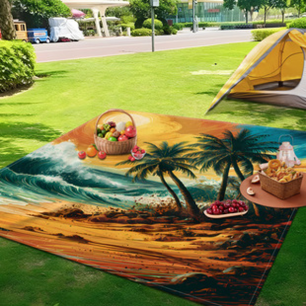 Cross border beach mat, quick drying, waterproof and moisture-proof mat, outdoor picnic mat, camping blanket