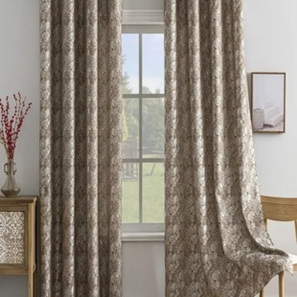 1pc new stone patterned fabric for home shading and insulation, thickened living room and bedroom decoration, pole mounted curtains