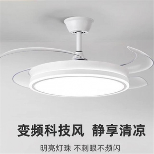 Fan light, living room, invisible Nordic ceiling fan light, dining room, bedroom, home use, simple modern LED electric fan, pendant light