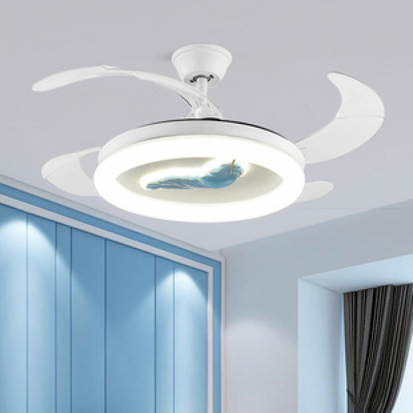 2025 New Bedroom Fan Light Home Living Room Dining Room Ceiling Fan Pendant Light Intelligent Variable Frequency Invisible Fan Light