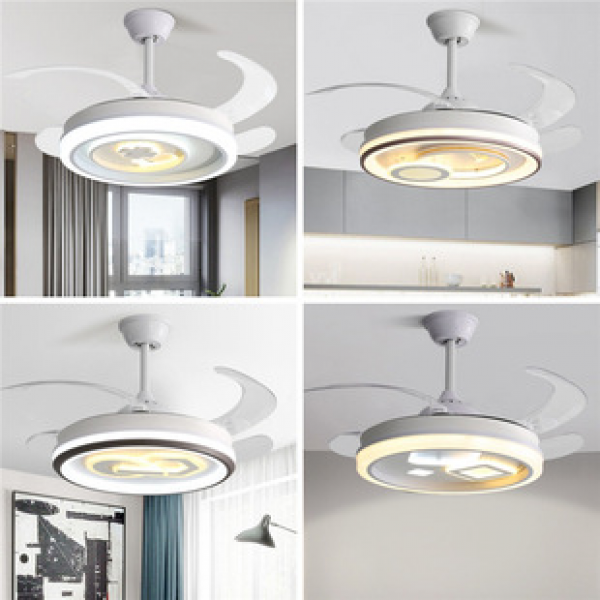 Modern Fan Light Ceiling Fan Light Integrated Intelligent Bedroom Light LED Silent Restaurant Light Zhongshan Lighting Factory Direct Sales