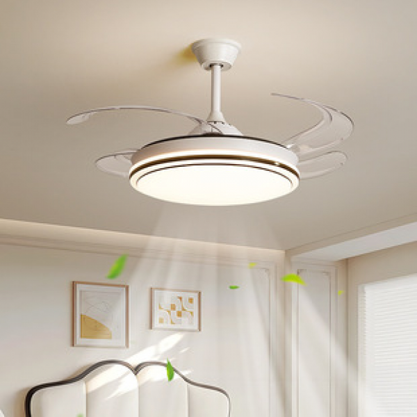 Cross border silent ceiling fan light integrated Zhongshan restaurant invisible fan light modern minimalist bedroom fan ceiling light
