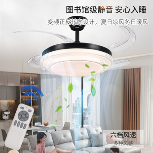 Fan invisible inch 48 intelligent home restaurant fan integrated ceiling fan, living room light, ceiling fan light, new Zhongshan light