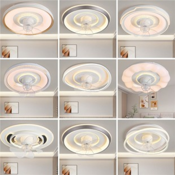 New living room dining room variable frequency 360 degree shaking silent fan light bedroom children's room ceiling fan simple ceiling light