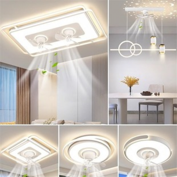 Cross border modern minimalist 360 degree shaking head ceiling fan light integrated dining room silent master bedroom living room hanging lamp
