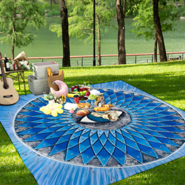 Cross border beach mat, quick drying, waterproof and moisture-proof mat, outdoor picnic mat, camping blanket