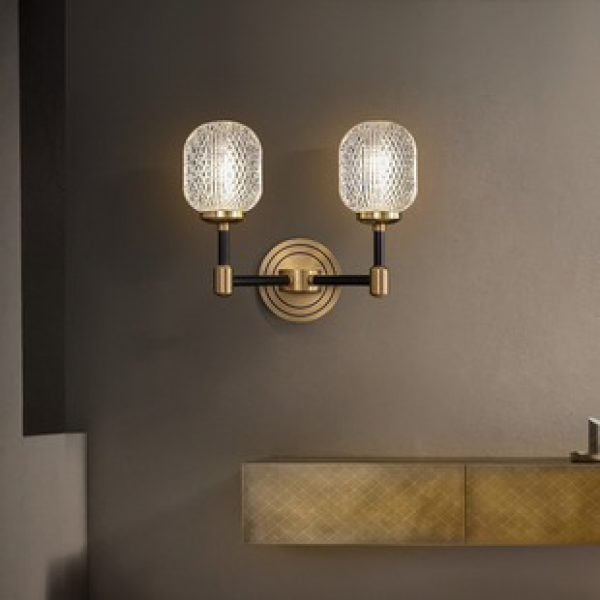 Full copper light luxury wall lamp, postmodern living room background wall lamp, minimalist bedroom bedside lamp, creative 2025 new model