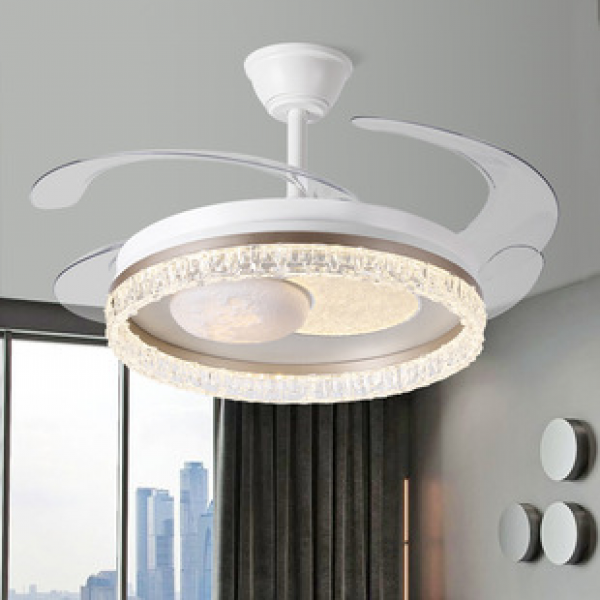 New High Wind Silent Intelligent Ceiling Fan Light Integrated Simple Living Room Dining Room Fan Light Dining Room Ceiling Fan Light