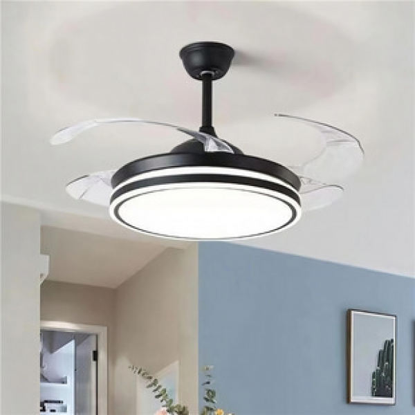 Zhongshan Modern Retro LED Guangdong Lighting Invisible Fan Light Home Ceiling Fan Light Bedroom and Dining Room Lighting