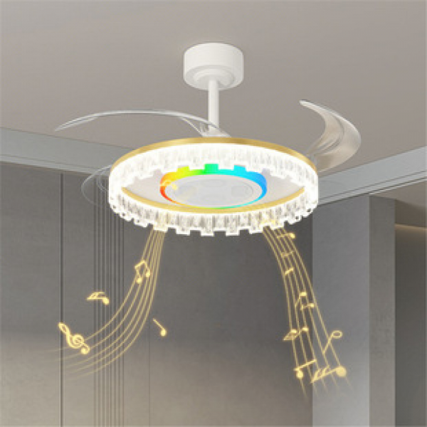 2025 New Bluetooth Music Light Fan Pendant with Sound Microphone Living Room Bedroom Dining Room Light Zhongshan Lighting