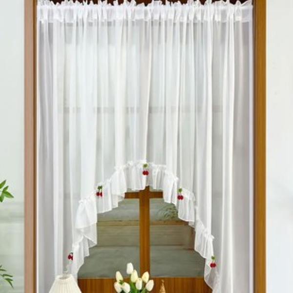 1PC New White Curtain Head Curtains Living Room Bedroom Decoration Window Screens Curtains Transparent but Impermeable Personalized Decoration Wear