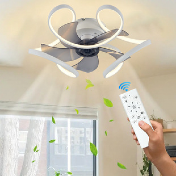 Modern Light Luxury Ceiling Fan Light Living Room Bedroom Integrated Dining Room Nordic Creative Silent Intelligent Invisible Ceiling Fan Light