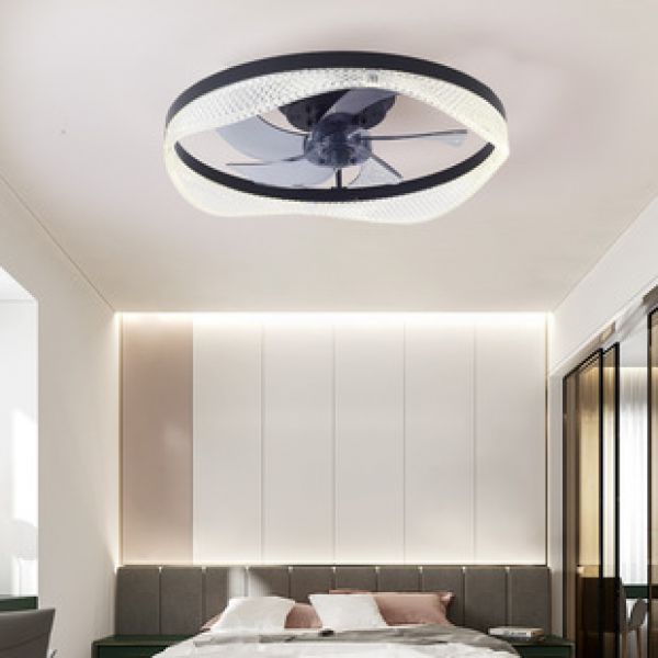 Cross border Amazon hot selling new Nordic ceiling fan light, silent and invisible with fan pendant light, variable frequency daily standard