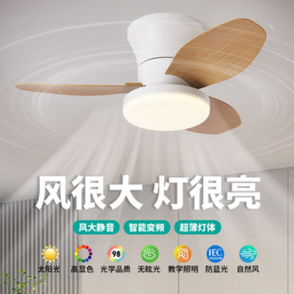 Nordic Restaurant Fan Light 2024 New Ceiling Fan Light Bedroom Fan Children's Room Variable Frequency Ceiling Fan Small Unit Fan Light