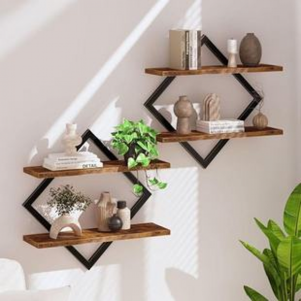Wall decoration rack, household miscellaneous storage, solid wood rack, wooden wall mounted storage rack, vase decoration placement rack