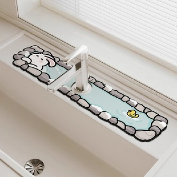 Kitchen diatomaceous earth washbasin countertop absorbent pad, household European style faucet drain pad, sink bar counter anti slip pad