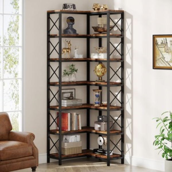 Cross border corner storage cabinet, corner cabinet, bookshelf integrated with wall, multi-layer shelf, floor standing bookshelf, living room corner storage