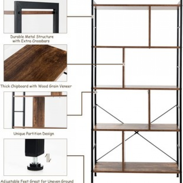 Cross border manufacturer direct sales storage rack, multi-layer easy installation, adjustable storage rack, floor standing five layer storage rack, trendy style