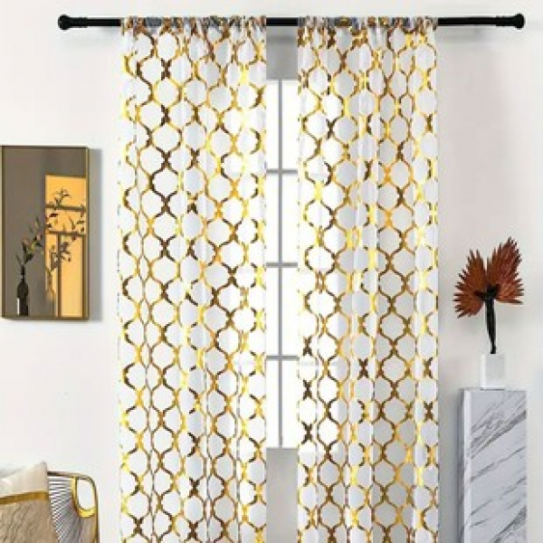 2PC home hot stamping window curtains, living rooms, bedrooms, kitchens, offices, high-end supermarkets for use
