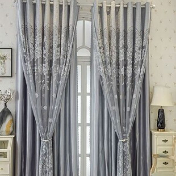 1pc new grey jacquard double-layer home living room bedroom decorative curtains