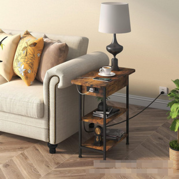 Factory direct sales with drawer bedside table, rechargeable home bedside table, storage side table, bedroom storage cabinet, trendy trend