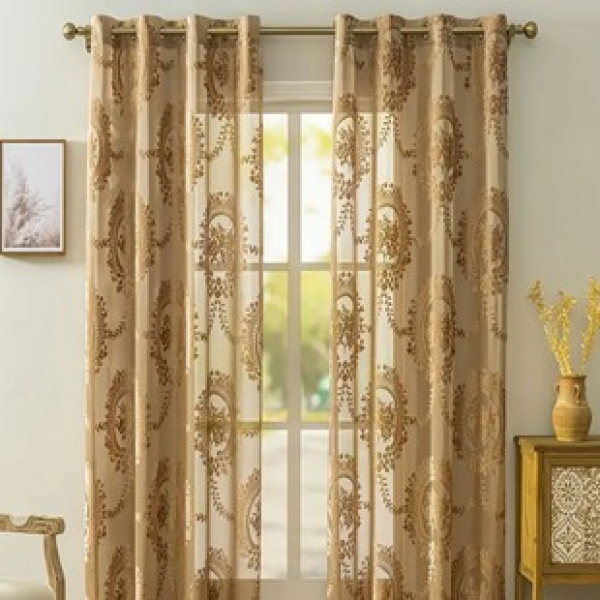 1PC new coffee colored mirror garden curtains, living room bedroom decoration curtains, personalized decoration through pole window screen curtains
