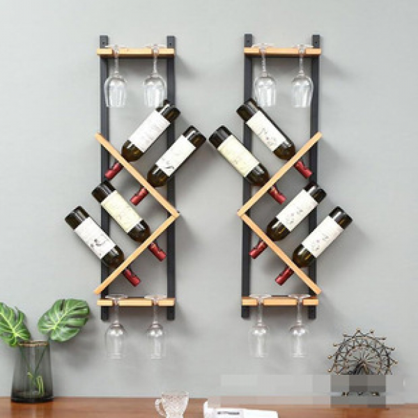Creative small wine cabinet, high footed cup, drain rack, solid wood wine rack, household wooden wine bottle rack, wine storage rack, trendy