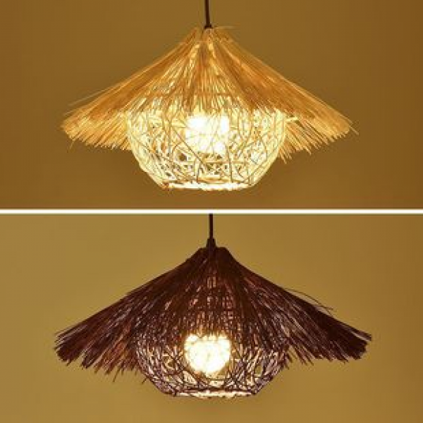 Hat pendant lamp Southeast Asian rattan creative bamboo art restaurant wedding shop hotel homestay lampshade bamboo woven decorative pendant lamp