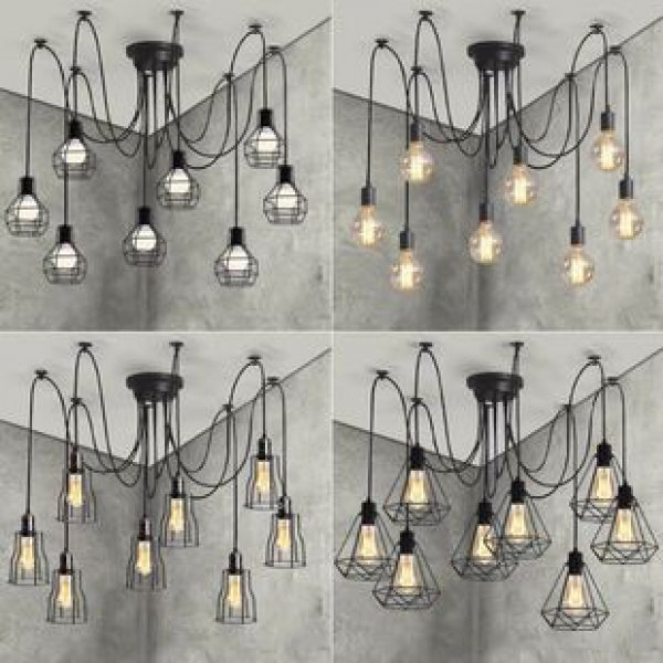 Retro industrial style multi head clothing store, coffee shop, bar, creative restaurant, pendant lamp, sky maiden, scattered flower, spider lamp decoration