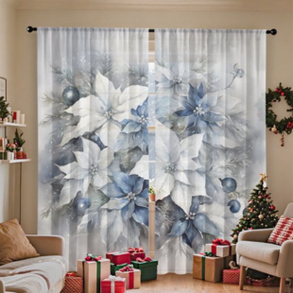 1pc new Christmas series window screen 3D digital printing manufacturer direct sales bedroom living room decoration pole through window screen