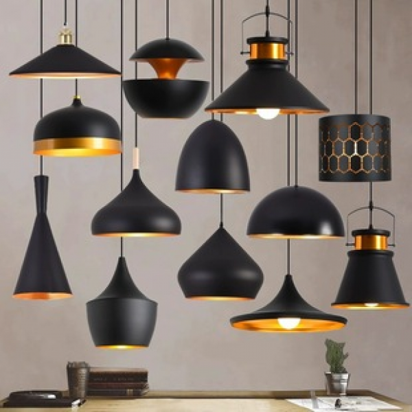 Retro industrial style wrought iron restaurant bar counter pot lid pendant light American nostalgic internet cafe bar hot pot restaurant coffee shop light