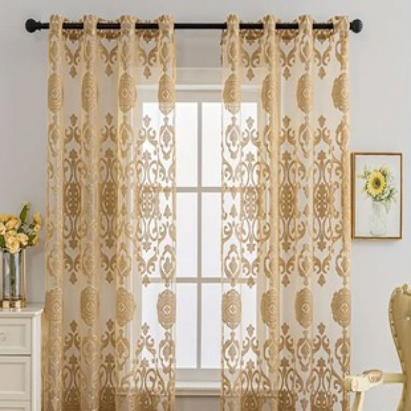 1PC new European style floral curtains for living room and bedroom decoration, personalized decoration, pole through window screen curtains
