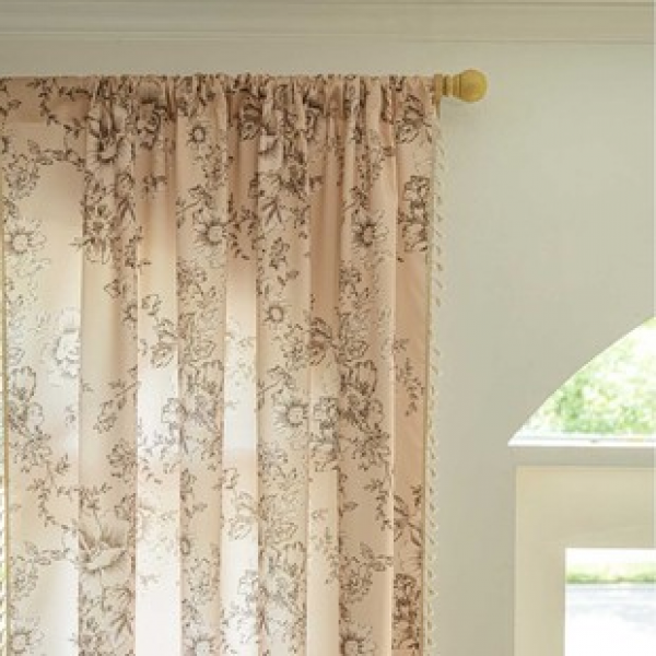 1PC New Yellow Romantic Cherry Blossoms with Lace Curtains Living Room Bedroom Decoration Curtains Personalized Decoration Pole Windows