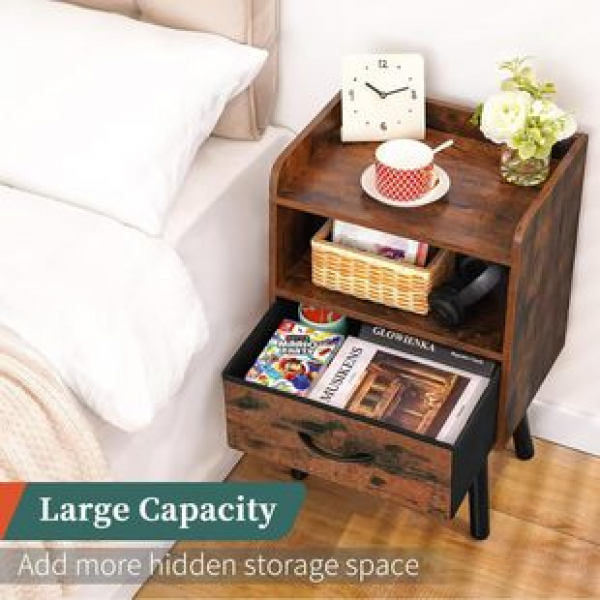 Cross border new manufacturer direct sales bedroom with drawer bedside table, modern bedside table, open storage function table