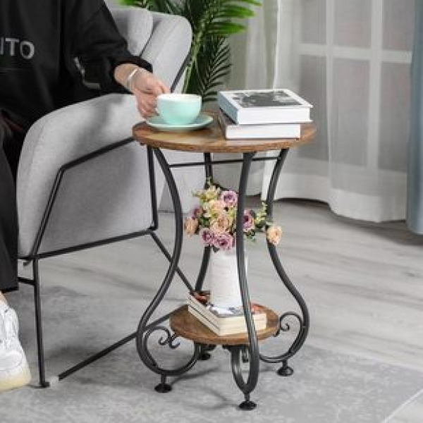 Factory direct sales small round table European coffee table bedside table home decoration edge table bedside lamp holder living room storage rack