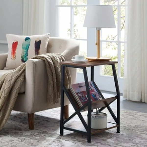 Factory direct sales of new iron wood combined multi-layer storage rack, multifunctional storage rack for home living room and bedroom, record holder