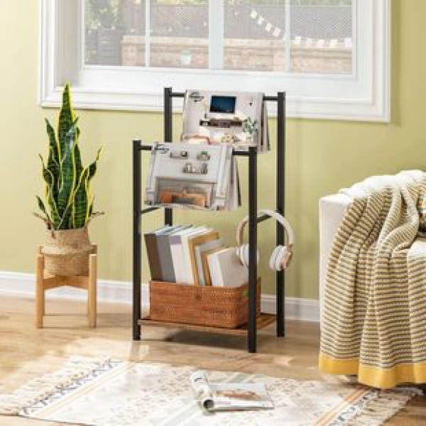 Living room floor standing iron wood combined with hanging clothes rack, home bathroom towel rack, floor standing multi-layer towel rack