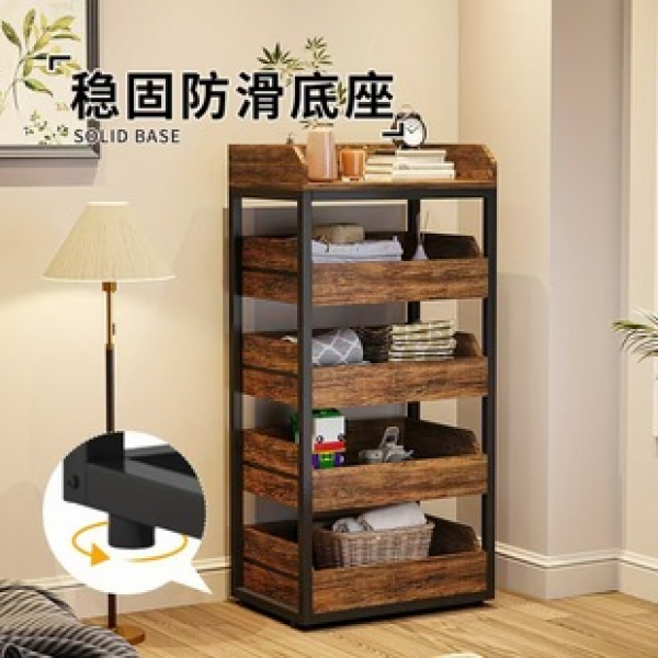 Cross border wooden vegetable and fruit storage rack, retro rural style wooden storage rack, household floor standing fruit rack