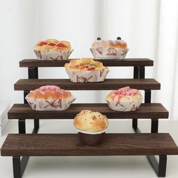 Cross border factory direct sales storage rack, home desktop dessert display rack, four layer figurine staircase storage and sorting rack