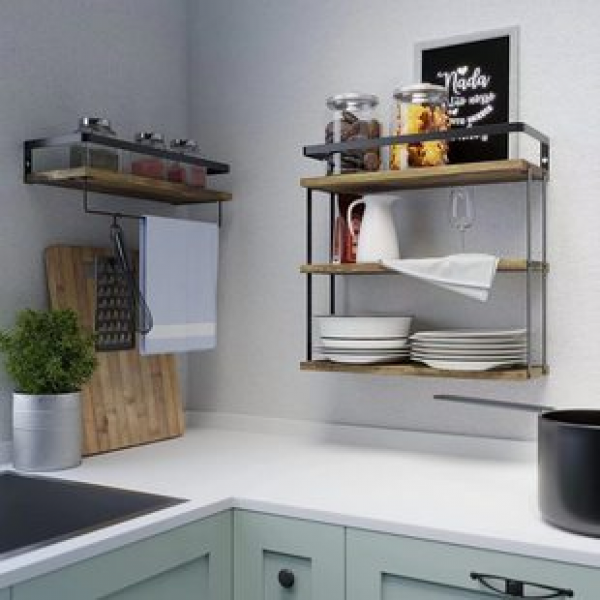 Factory direct wall mounted wooden multi-layer storage rack, bathroom towel rack, bedroom storage rack, kitchen seasoning rack